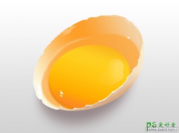 PS绘制刚打开的逼真鸡蛋，蛋黄蛋壳都清晰可见