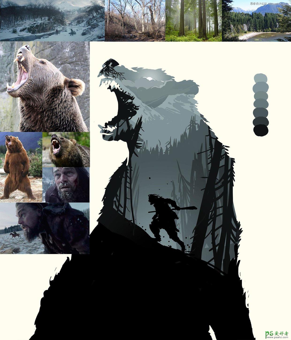 PS图片特效制作教程：设计二次曝光效果的电影海报图片《荒野猎人