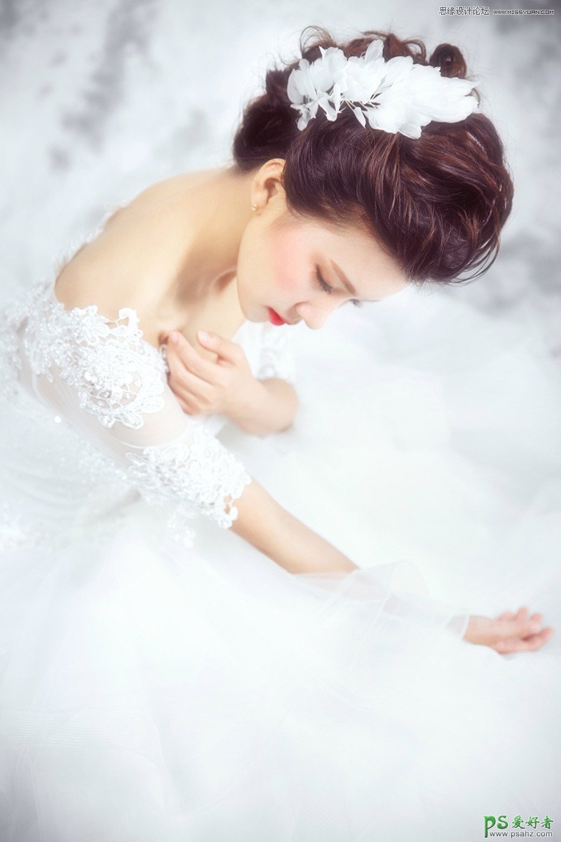 PS婚纱照后期修图教程：给室内拍摄的婚纱照调出甜美的肤色效果
