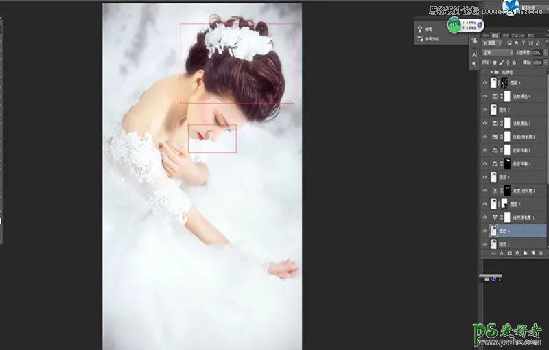 PS婚纱照后期修图教程：给室内拍摄的婚纱照调出甜美的肤色效果