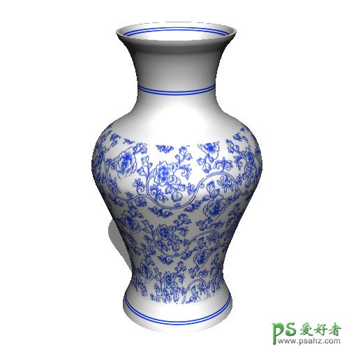 Photoshop鼠绘一个3D效果的青花瓷瓶，青花瓷器。