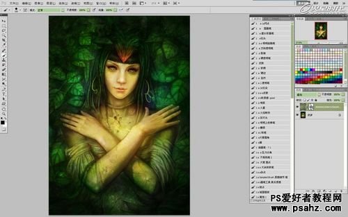 photoshop鼠绘油画风格树林里的妖精，花妖