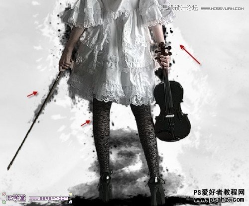 photoshop合成怀旧风格的小提琴美女作家艺术插画海报