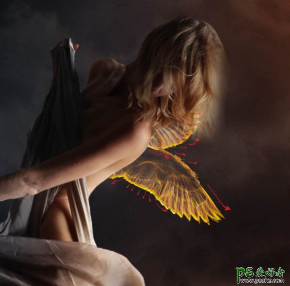 PS美女合成教程：打造霞光中飞行的女神天使美女形象-浪漫仙境
