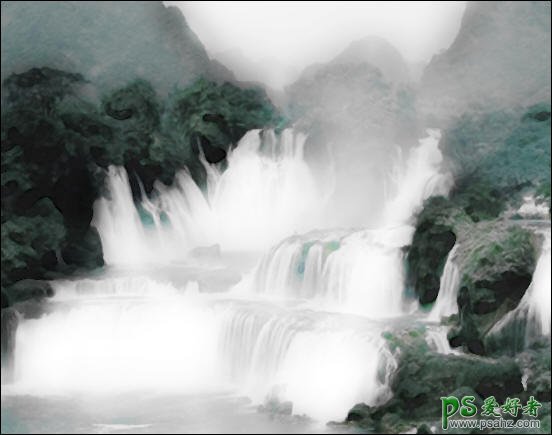photoshop打造水墨画风格的山水风景画