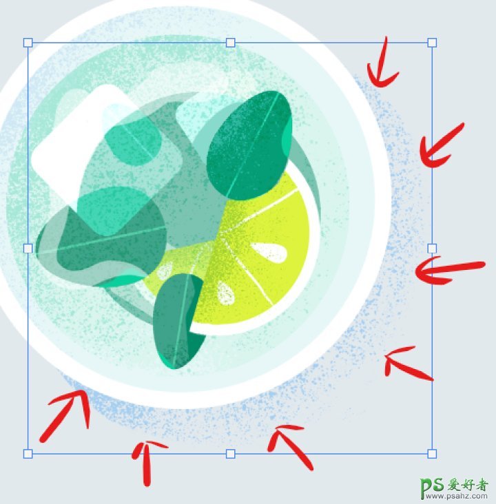 PS插画制作教程：设计磨砂噪点效果陶瓷水果拼盘插画图片