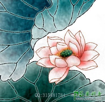 PS鼠绘教程：手绘荷花水墨画，PS鼠绘中国水墨画荷花效果图