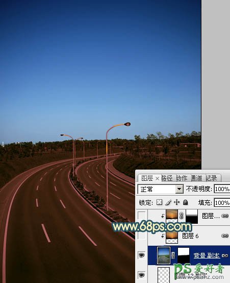 学习用PS给高速公路白天照片制作出夜景灯光效果