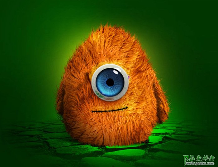 Photoshop鼠绘可爱的毛绒玩具教程：手工制作一个可爱的独眼毛怪