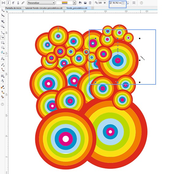 CDR教程：学习用自定义彩虹笔刷工具制作迷幻背景素材图。