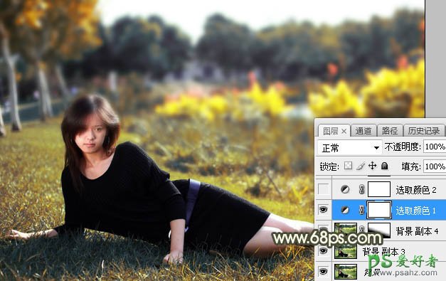 Photoshop给风流性感美少妇外拍个人写真照调出暗黄夕阳色