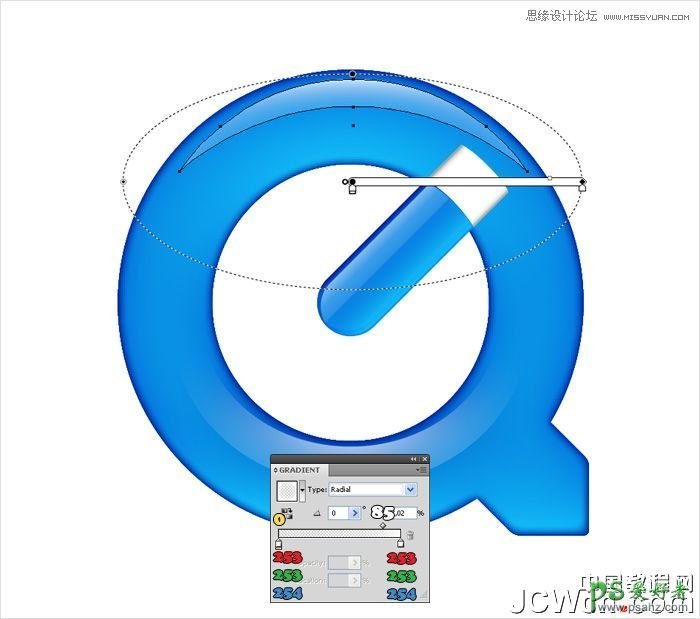 Illustrator水晶图标制作教程：设计蓝色苹果QuickTime标志