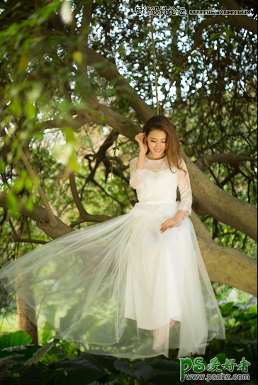 PS摄影后期教程：给外景自拍的唯美少女婚纱照打造出韩式小清新色