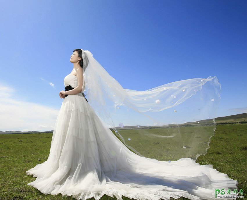 PS婚纱照抠图教程：利用钢笔及通道工具抠出复杂透明的婚纱照