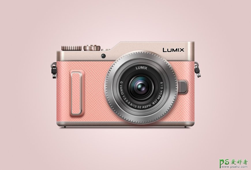 PS手绘一个漂亮好看的少女樱花粉色照相机，Lumix相机素材图片。