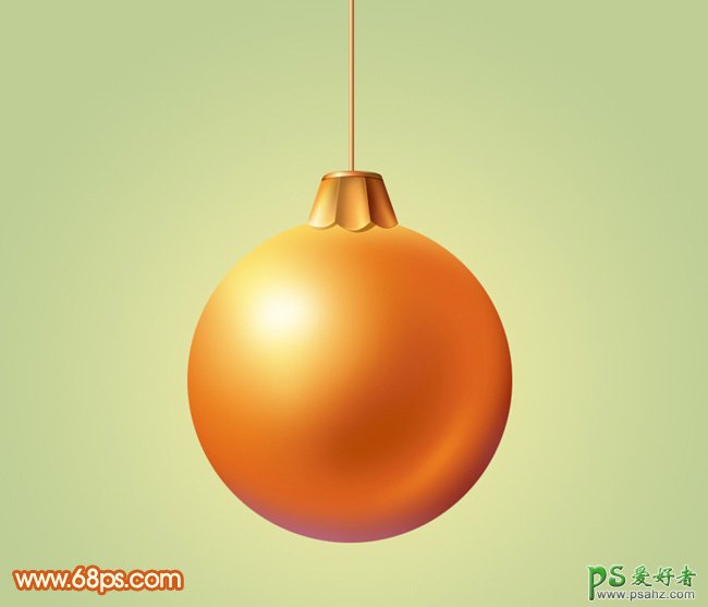 打造一个圣诞节金色装饰球失量图 PS实物制作