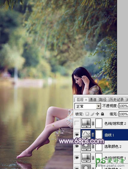 photoshop给清新玉足少女写真照调出漂亮的暖紫色效果