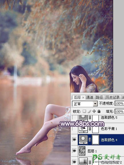 photoshop给清新玉足少女写真照调出漂亮的暖紫色效果