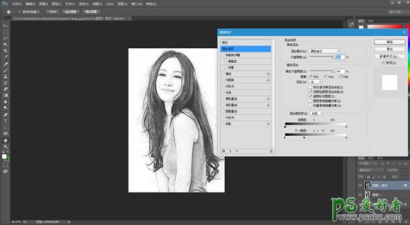 Photoshop给清纯唯美美女主播生活照转为逼真的铅笔素描画效果