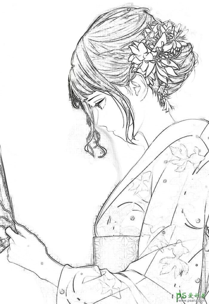 PS提取线稿教程：学习把漂亮的日本少女漫画转化成线稿并抠出线稿