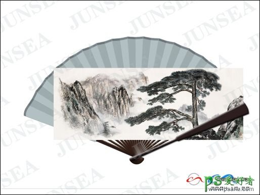 PS实例教程：制作一把印有中国画山水画的折扇