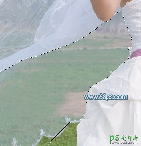 PS婚纱照抠图教程：利用仿制图章工具及通道抠出半透明美女婚纱照