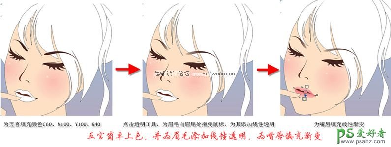 CorelDraw手绘美女失量图：绘制漂亮可爱的美女矢量图素材教程