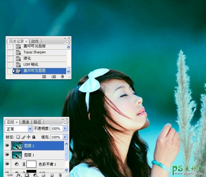 photoshop给夜幕下的清新少女调出甜美色调