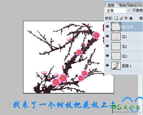 photoshop绘制刻画漂亮的梅花图，迎春梅花