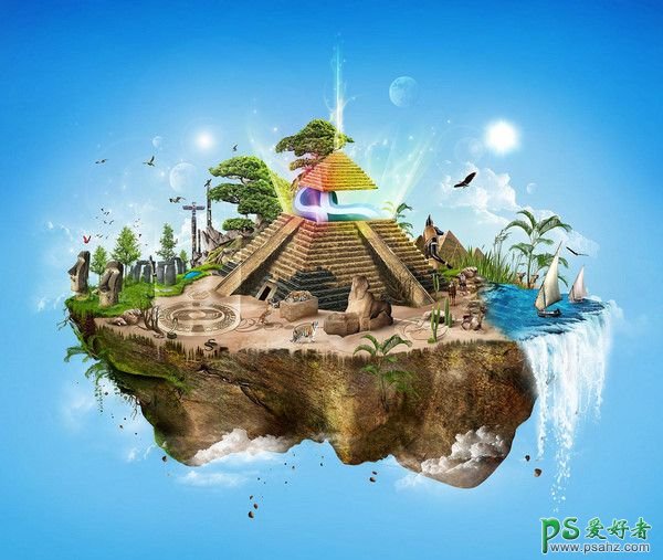 PS设计大师创意合成作品，漂浮梦幻海岛合成图片欣赏。
