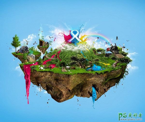 PS设计大师创意合成作品，漂浮梦幻海岛合成图片欣赏。