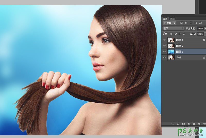 PS抠图教程：学习用混合选项给长头发美女广告图片进行抠图换背景