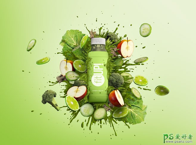 感受不一样的创意果汁饮料海报 绿色清爽的饮料广告设计作品