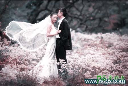 photoshop给浪漫情侣婚片调出柔和淡调色彩