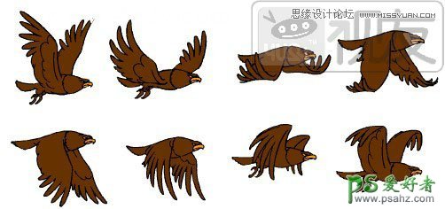 Flash教程：制作卡通风格的小鸟，鸟类在天空中自由翱翔的画面。
