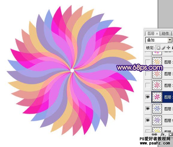 photoshop设计多彩的弧形组成的圆环图案教程