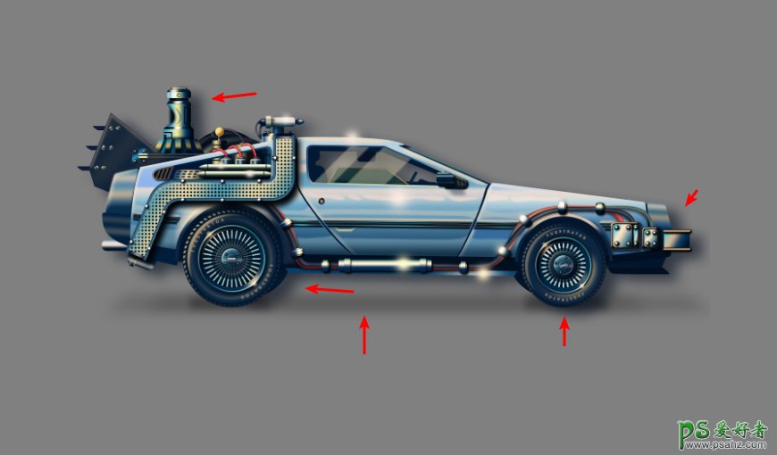 PS结合AI工具制作个性的汽车插画，复古风格越野车创意插画图片。