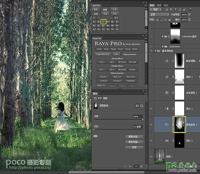 Photoshop给树林风景图片制作出唯美的透射光束效果,透光图片制作