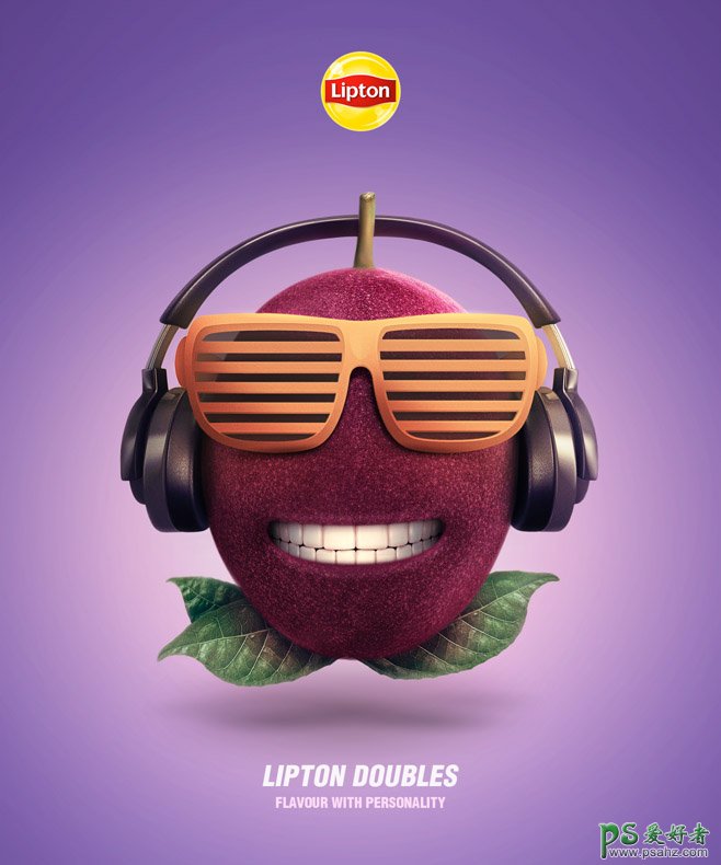 拟人化的水果合成设计海报，创意人物水果食品平面广告设计作品。