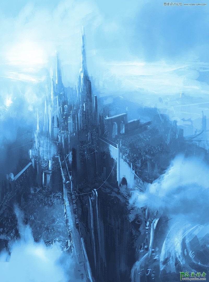 Photoshop绘制辉煌大气的《亚特兰蒂斯之城》古堡建筑游戏场景