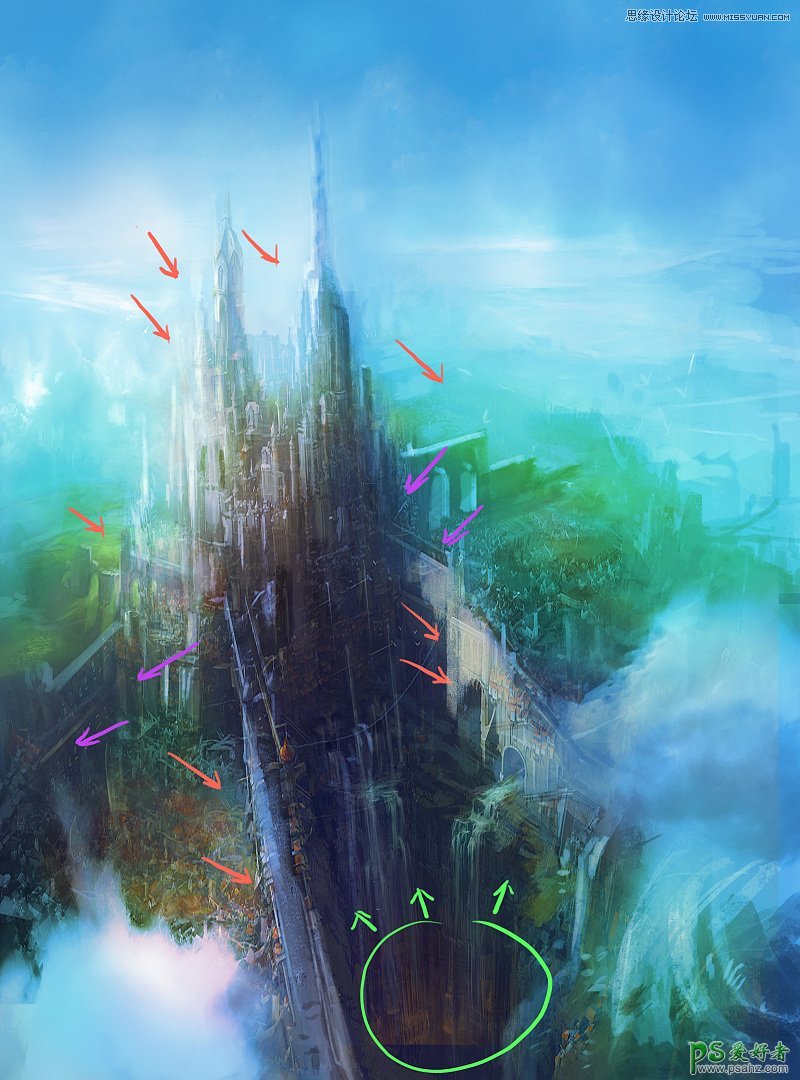 Photoshop绘制辉煌大气的《亚特兰蒂斯之城》古堡建筑游戏场景