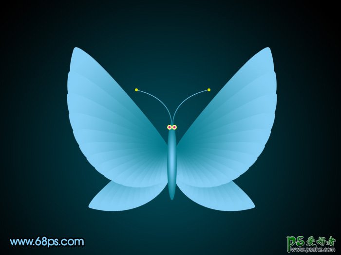 PS实例教程：制作漂亮的夜光效果卡通蝴蝶失量素材图片