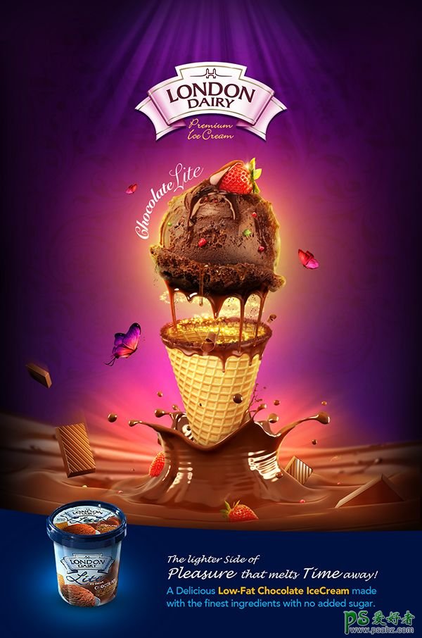 风味独特的冰淇淋海报，口感非常好的冰淇淋海报宣传设计作品。