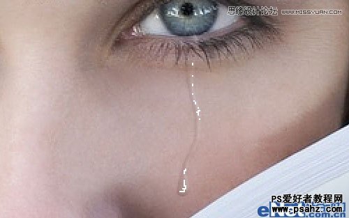 photoshop给忧伤的美女绘制出逼真的泪水，眼泪