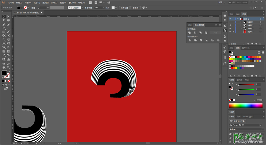 Photoshop结合ai软件制作抽象风格的波纹数字特效海报