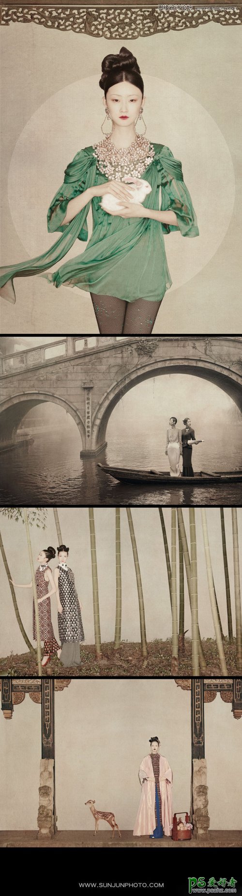 PS人像后期教程：给漂亮的室内美女人物照片制作出中国风唯美效果