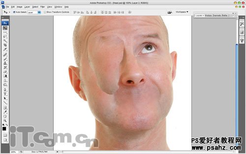 PS照片特效制作教程实例：设计一个没有五观的人物脸部