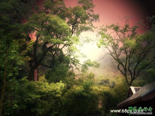 PS后期调色教程：调出风景照模拟森林的日出效果