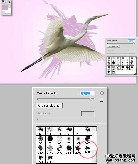 利用素材photoshop设计漂亮的仙鹤水彩画效果图教程