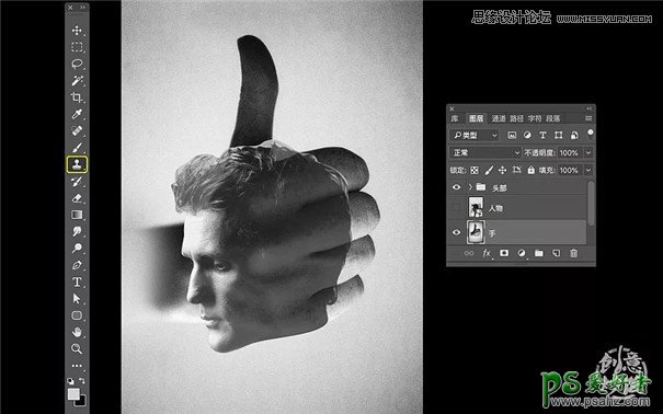 学习用photoshop设计二次曝光效果的人物头像海报，双重曝光海报